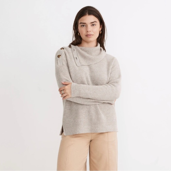 Madewell Wool‎ Button Shoulder Turtleneck Sweater small - Picture 4 of 13